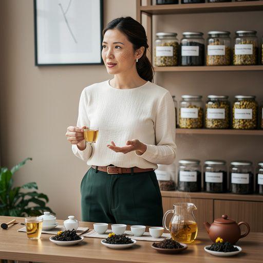 Friss, illatos őszibarack virágok, amelyek az oolong tea mélységét hangsúlyozzák.